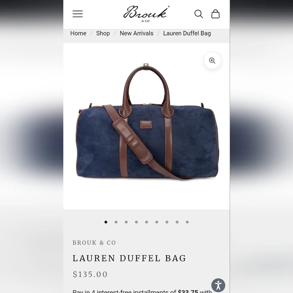 Brouk & Co Lauren Duffle Bag In Navy - 21x9.5x14 - New In Bag